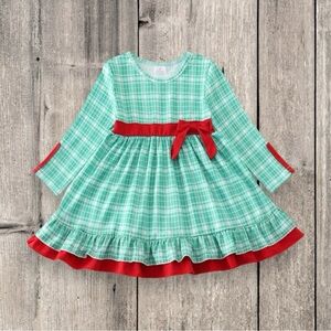 New Girls Boutique Green and Red Ruffle Dress